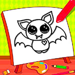 Easy Kids Coloring Bat 